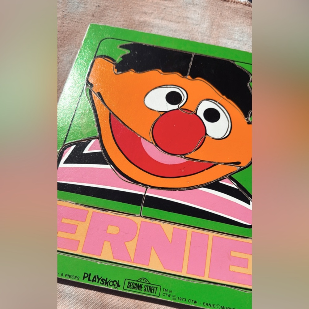 Vintage Playskool Wooden Puzzle – Sesame Street Ernie